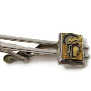 Warrior Profile Tie Clip Men&#39;s Vintage Tie Bar Open Design Silver Tone