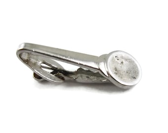 Vintage Men's Tie Bar Clip Jewelry: Textured Dish Tip Design