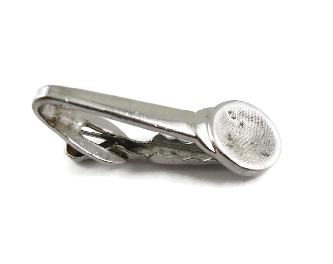Vintage Men's Tie Bar Clip Jewelry: Textured Dish Tip Design