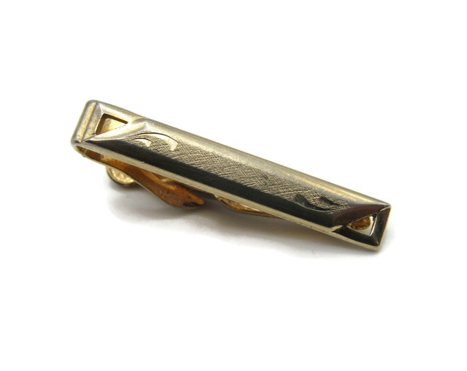 Gold Tone Geometric Cut out Tie Clip Tie Bar Industrial Men's Jewelry