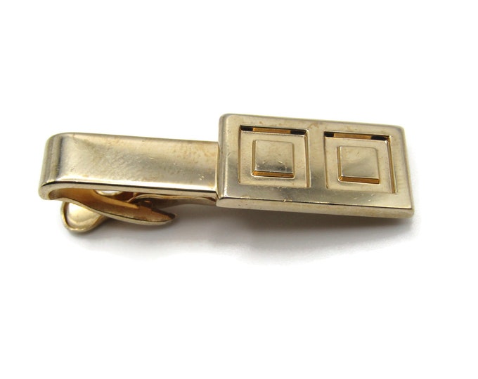 Squares Gold Tone Vintage Classic Modernist Tie Bar Tie Clip Men's Jewelry