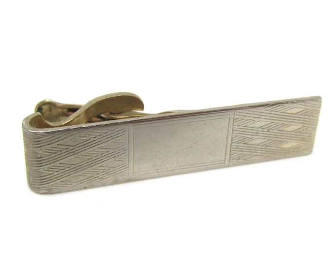 Crisscross Weave Tie Clip Bar Gold Tone Vintage Men's Jewelry Nice Design