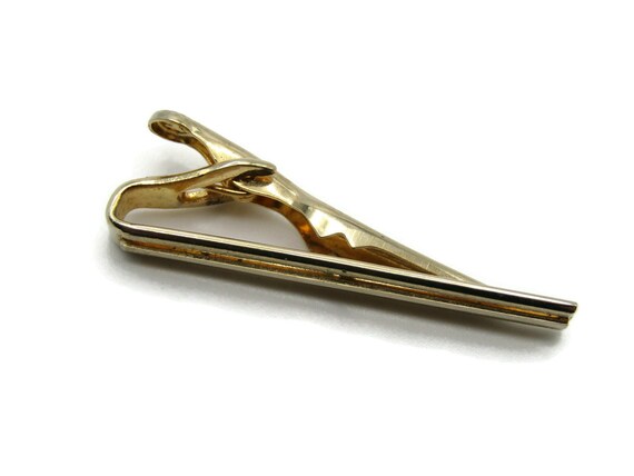 Vintage Gold Tone Tie Bar: Classic Horizontal Lin… - image 2