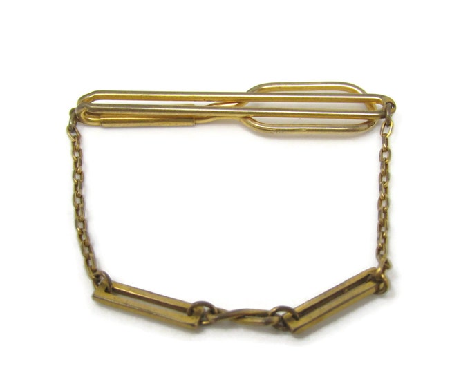 Rare Design Chain Tie Clip Tie Bar: Vintage Gold Tone - Stand Out from the Crowd with Class