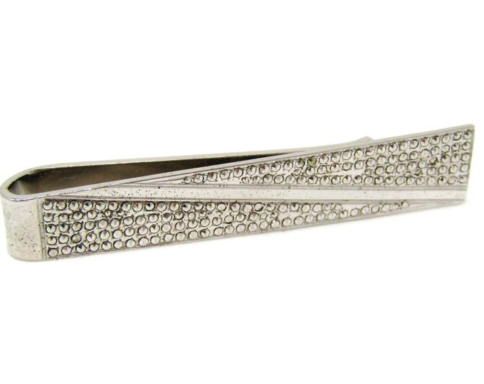 Sterling Silver Tie Clip Men's Vintage Tie Bar Dot Texture Modernist Design
