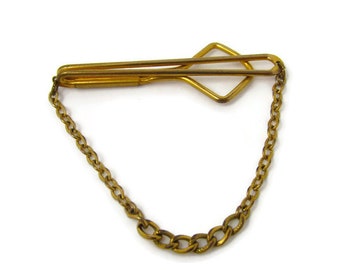 Interesting Chain Tie Clip Vintage Tie Bar: Great Design Gold Tone