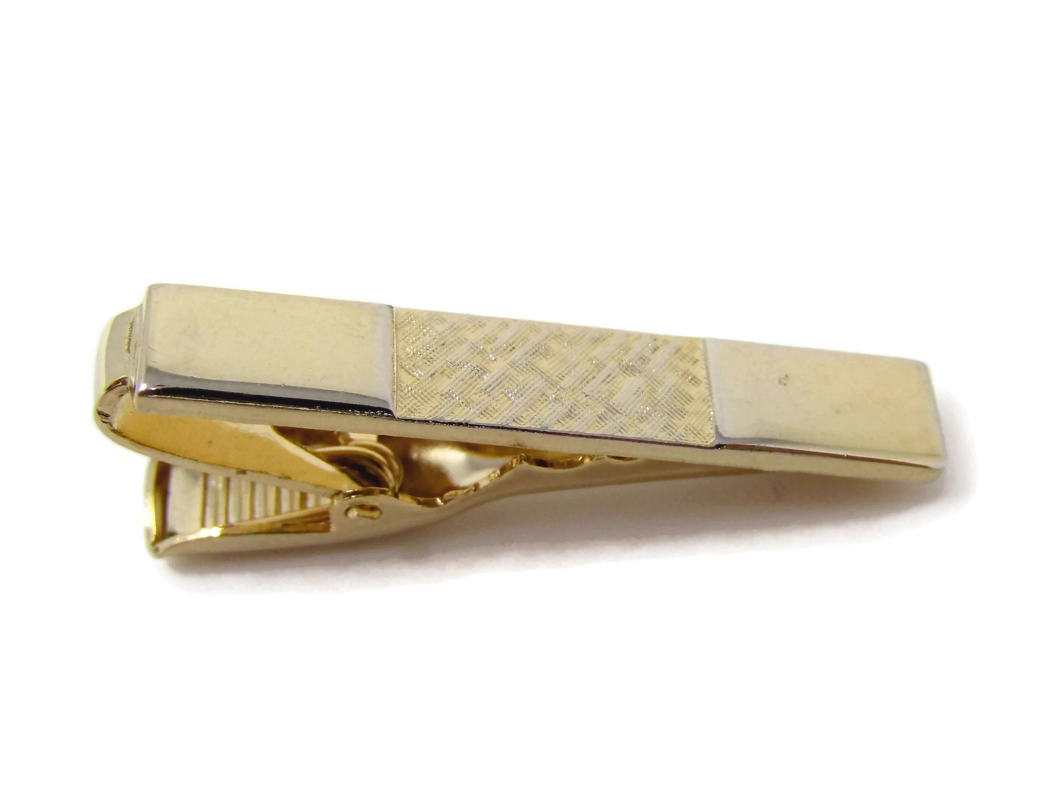 Vintage Tie Clip Tie Bar: Textured Center Nice Classic Smooth Ends