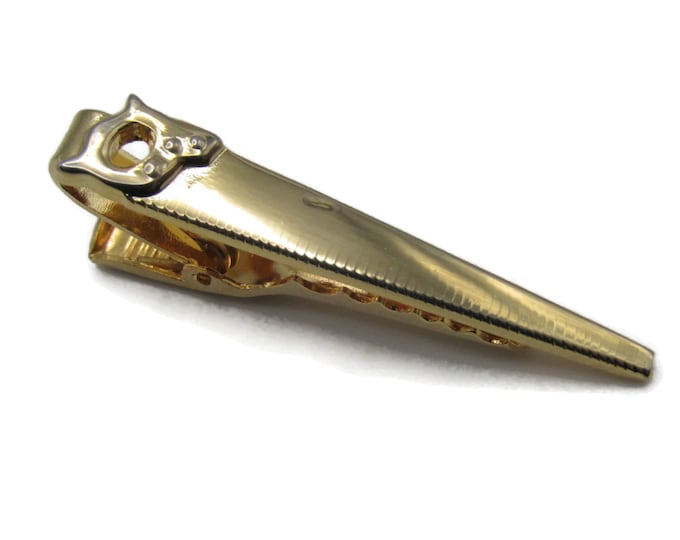 Saw Handyman Tie Clip Tie Bar Gold Tone Men's Jewelry
