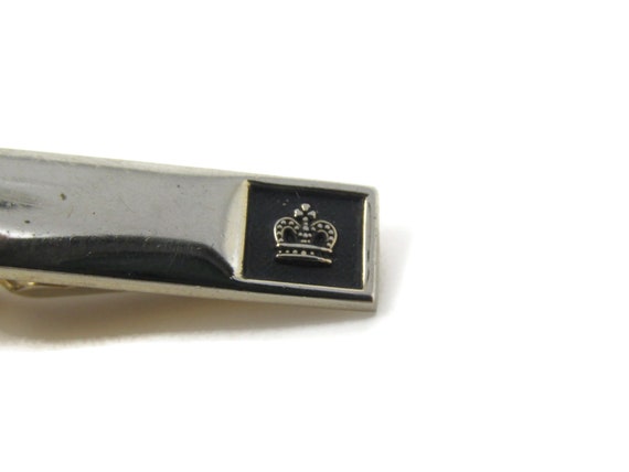 Crown Tip Tie Clip Bar Gold Tone Vintage Men's Je… - image 3
