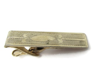 Vintage Gold Tone Tie Clip: Textured Floral Design