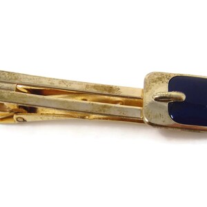 Blue Accent Tie Clip Vintage Tie Bar: Art Deco (Some Vintage Tarnish)