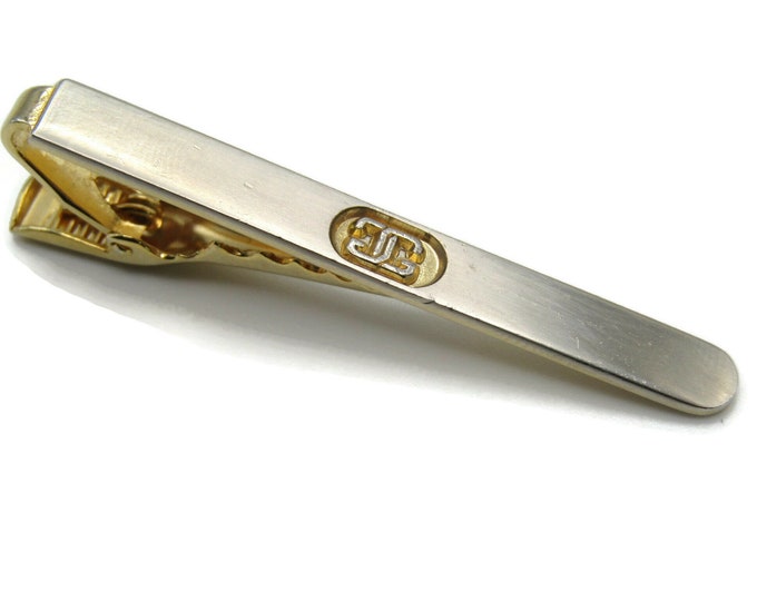 Vintage Gold Tone Tie Bar Smooth Interlocking CG Classic Men's Jewelry