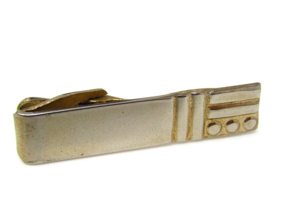 Vintage Letter S Initial Black Tan Mens Tie Clip Tack Bar