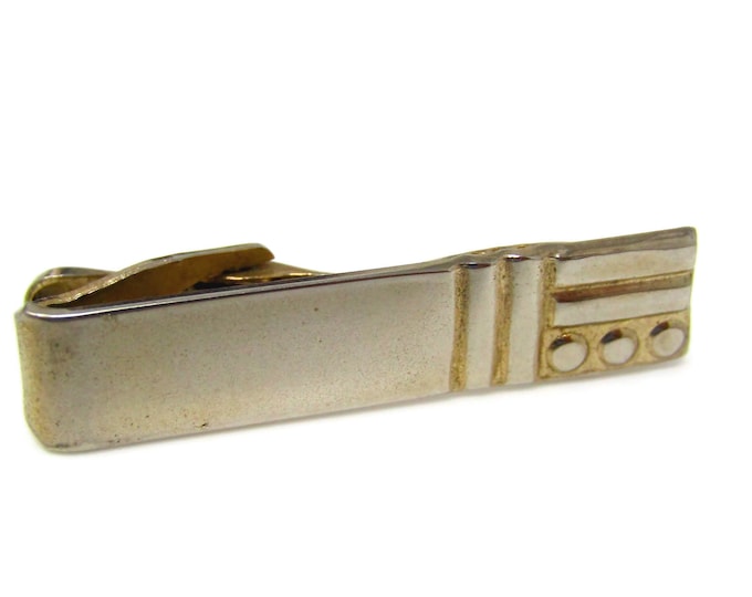 Vintage Tie Bar Clip for Men: Aztec Native Design Gold Tone