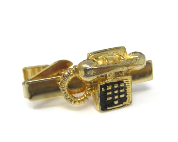 Telephone Tie Clip Tie Bar: Vintage Gold Tone - Stand Out from the Crowd with Class