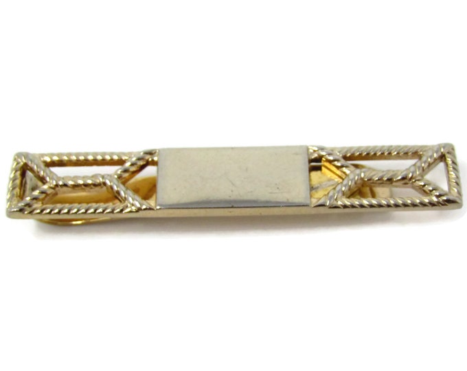 Vintage Tie Clip Tie Bar: Rope Twist Panel Design Nice Quality