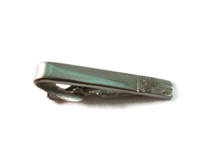 Vintage Men's Tie Bar Clip Jewelry: Textured Tip Smooth Design