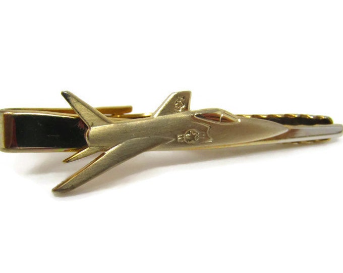 Military Jet Tie Clip Vintage Tie Bar: Gold Tone High Quality