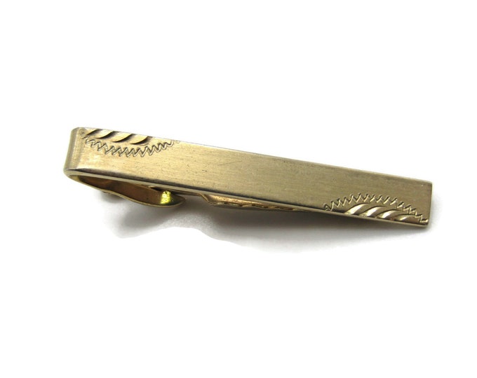 Classic Etched Pattered Classic Design Gold Tone Vintage Tie Bar Tie Clip Men's Jewelry