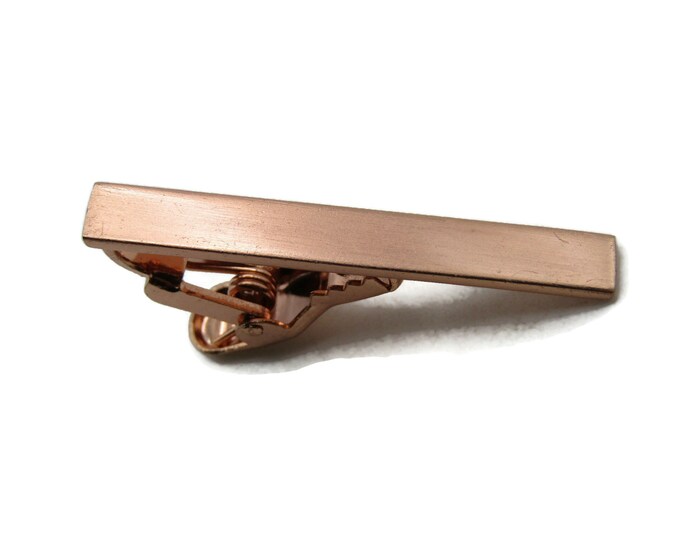 Classic Brushed Finish Tie Bar Modernist Tie Clip Men's Jewelry Rose Gold Tone