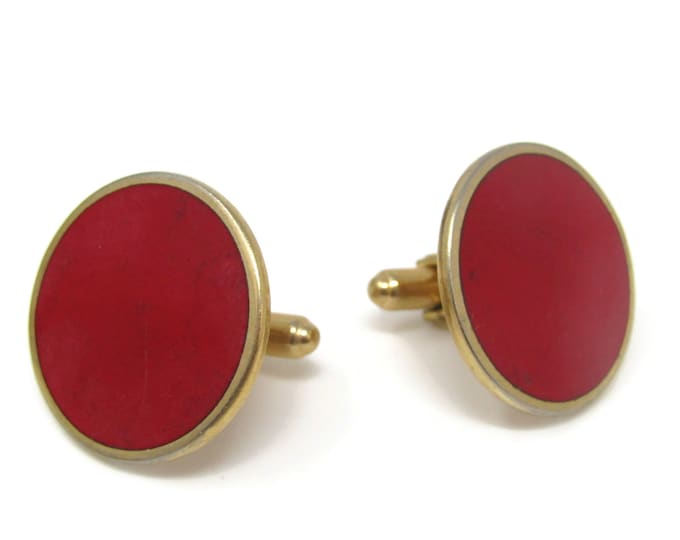 Large Red Circles Cufflinks for Men's Vintage Men's Jewelry Nice Design