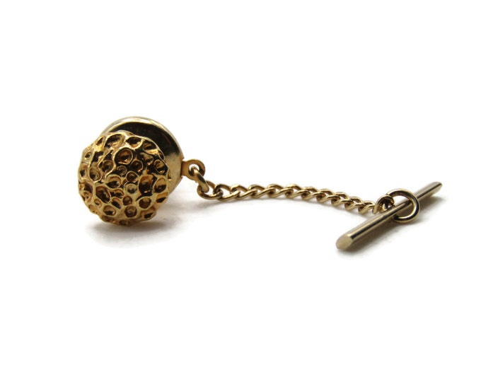 Circle Textured Round Tie Pin Men's Jewelry Gold Tone