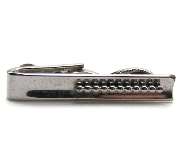 Beaded Line Tie Clip Tie Bar Men's Jewelry Silver Tone