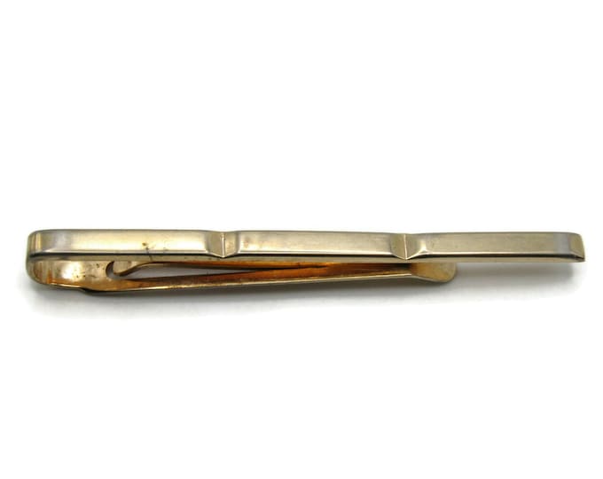 Waved Metal Gold Tone Modernist Industrial Steampunk Tie Clip Tie Bar Men's Jewelry