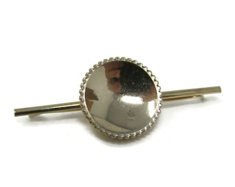 Tie Collar Bar Clip: Dish Center Nice Border Gold Tone Vintage Men's Jewelry Nice Design
