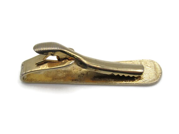 Vintage Gold Tone Tie Clip: Geometric Lines & Cir… - image 4