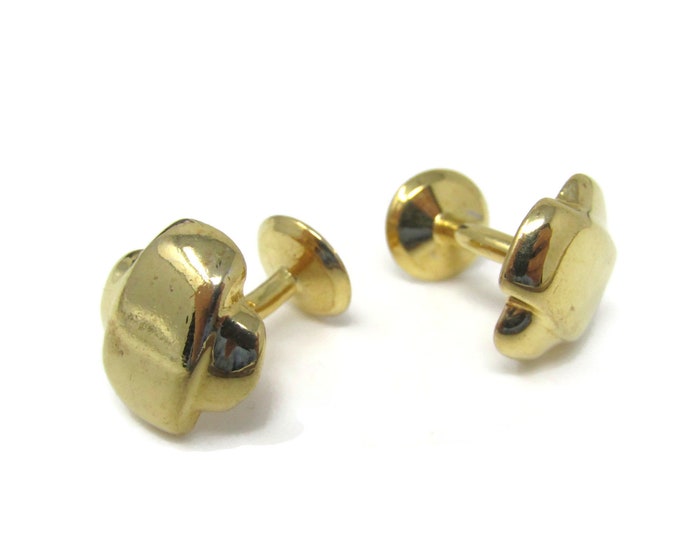 Chunky Stitch Design Men's Cufflinks: Vintage Gold Tone - Stand Out from the Crowd with Class