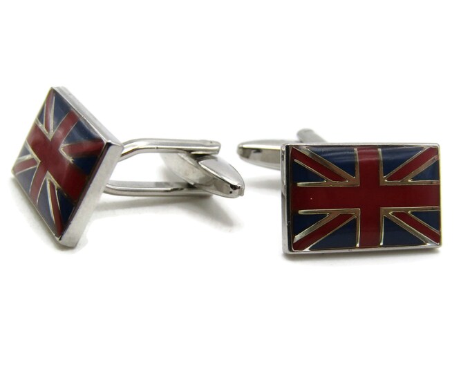 British Flag Cuff Links Men's Jewelry Silver Tone