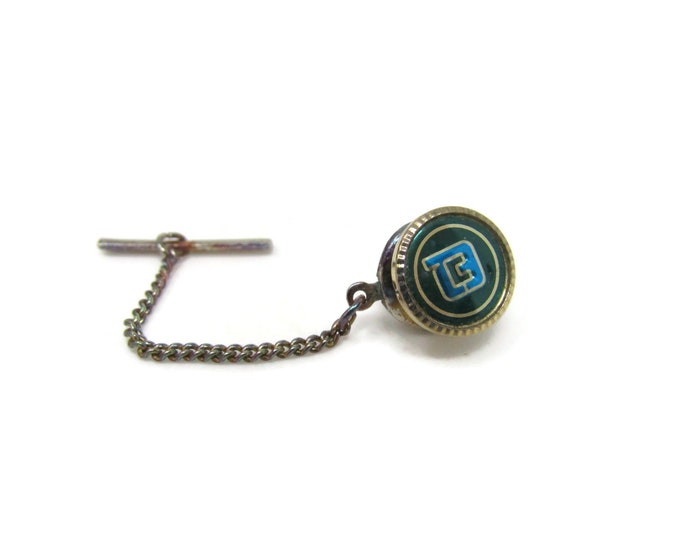Blue Green Logo Tie Tack Pin Vintage Men's Jewelry