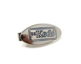 US Keds Tie Clip Men's Vintage Tie Bar Silver Tone