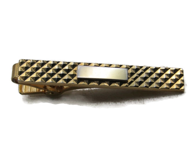 Diamond Textured And Rectangle Classic Tie Bar Tie Clip Men's Jewelry Gold Tone