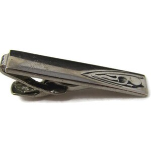 Vintage Tie Bar Tie Clip: Modernist Silver Tone Design