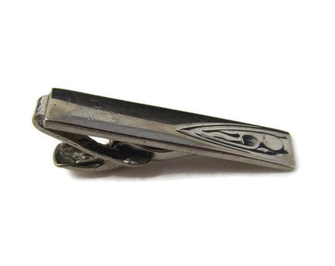 Vintage Tie Bar Tie Clip: Modernist Silver Tone Design