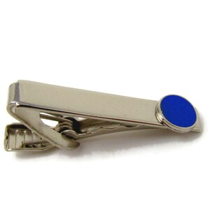 Vintage Silver Tone Tie Clip: Blue Accent Men&#39;s Tie Bar