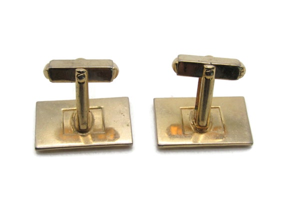 Textured Diamond Pattern Rectangle Cuff Links Men… - image 3
