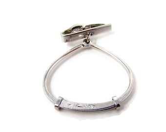 Vintage Silver Tone Tie Clip: Etched Loop Design