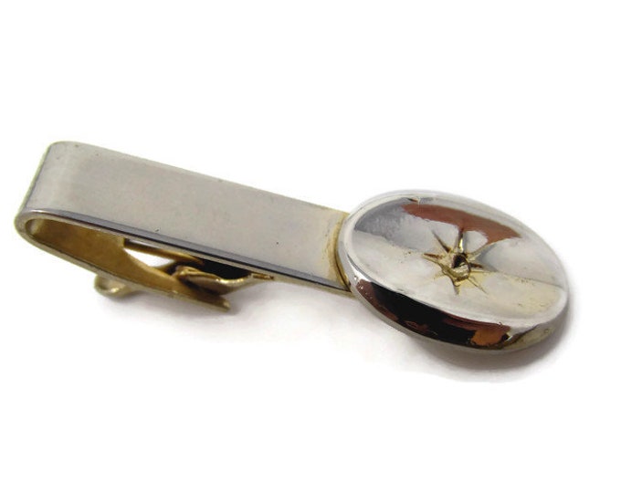 Star Tie Clip Vintage Tie Bar: Indented Oval Design