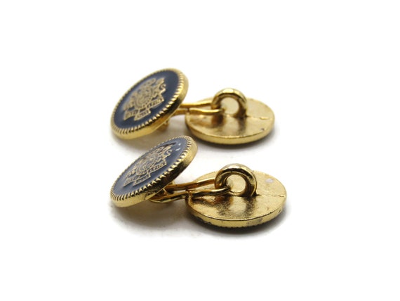 Lions And Crest Black Round Cuff Links Men's Jewe… - image 2