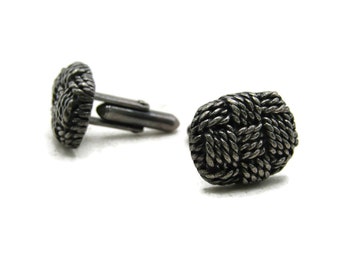 Basket Weave Style Cuff Links Silver Tone Men's Jewelry