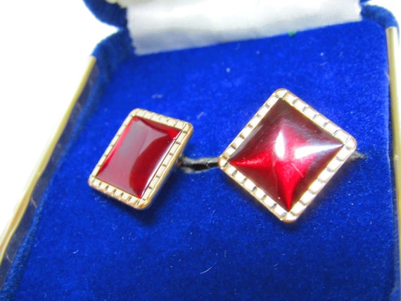 Men's Cufflinks Set Vintage Deep Red High Quality - image 4