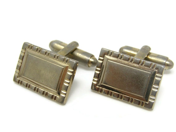 Rectangle Segmented Border Cufflinks for Men's Vi… - image 4