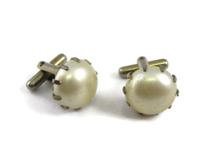 Faux Pearl Design (Some Surface Wear) Vintage Men's Cufflinks Jewelry