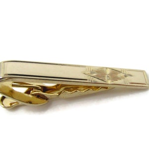 Diamond Etch Tie Clip Men&#39;s Vintage Tie Bar Gold Tone Excellent Design