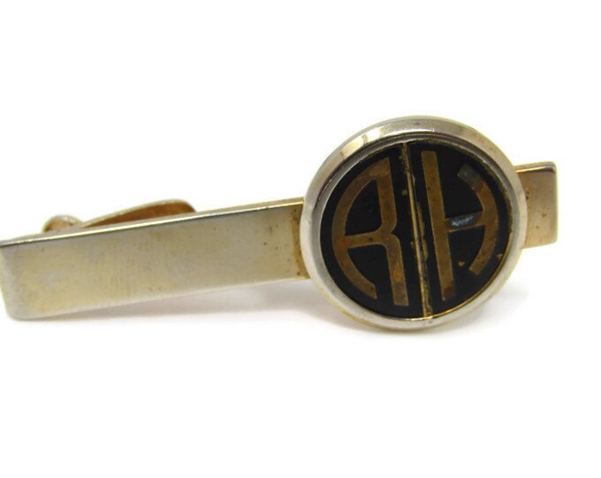 AH Tie Clip Vintage Tie Bar: Letters Initials "AH" Art Deco Design