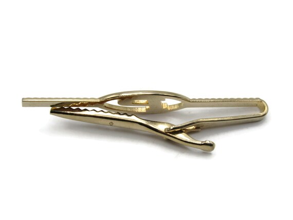 Vintage Gold Tone Tie Clip: Initial P Monogram, D… - image 2
