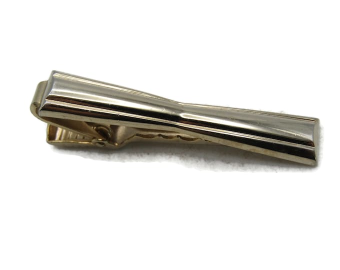 Pinched Center Design Gold Tone Tie Bar Modernist Tie Clip Men's Jewelry